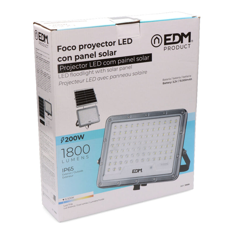 Slim Solar Floodlight 200W 1,800Lm 6,500K Edm