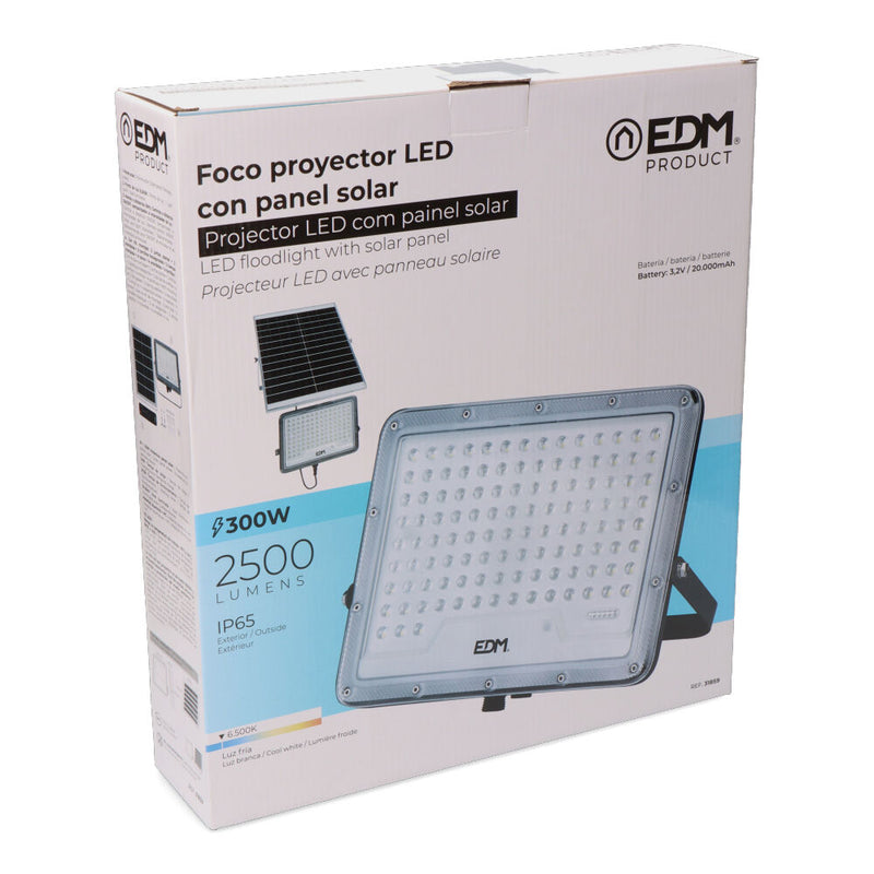 Foco Proyector Solar Slim 300W 2,500Lm 6,500K Edm