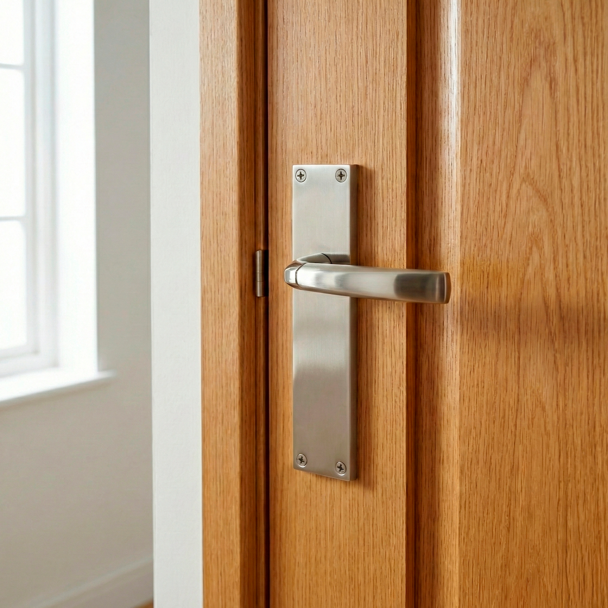 Manilla de zamak con placa rectangular en acabado bicolor para puertas modelo '320'