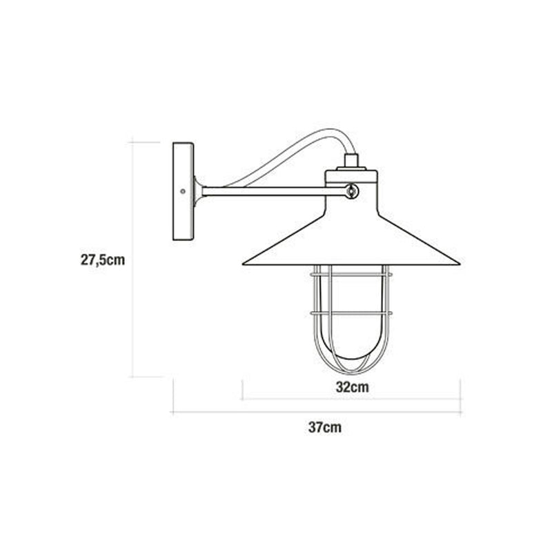 Vintage Metal Wall Lamp E27 60W Black Color Ø32X37X27.5Cm Edm