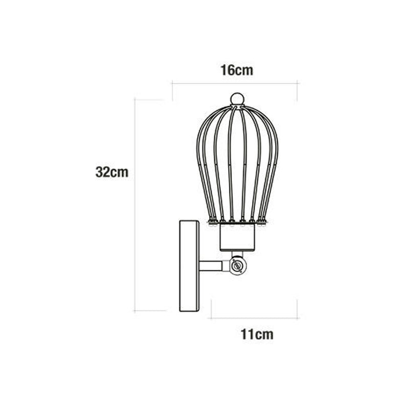 Aplique De Pared Metalico Vintage E27 60W Color Negro 11X16X32Cm Edm