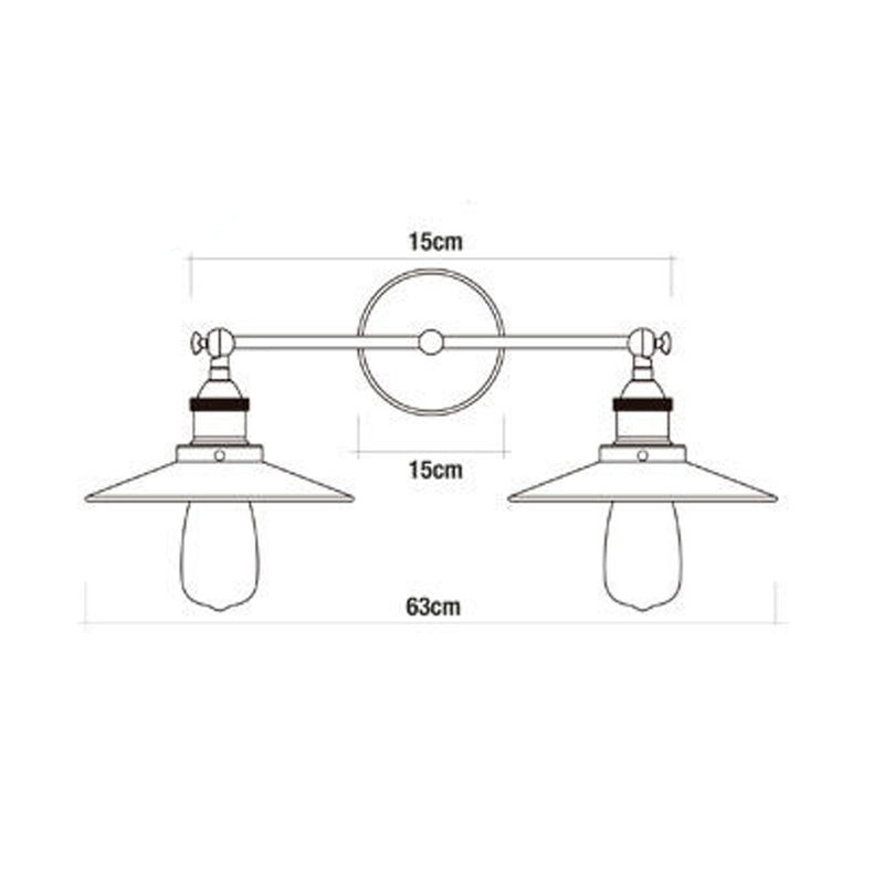 Vintage Metal Double Wall Sconce E27 60W 63x29cm Edm