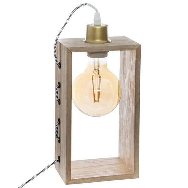 Rectangular Wooden Table Lamp E27