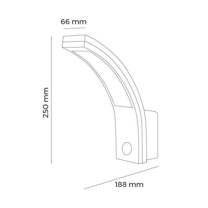 Outdoor Led Wall Light 10W 16586M 6400K Ip54 6.6X18.8X25Cm With Edm Motion Sensor