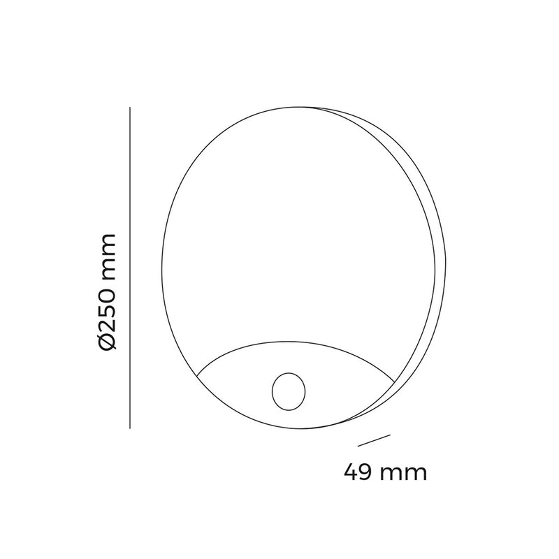 Aplique Redondo Exterior Led 13W 1850Lm 4000K Ip54 Ø25X4,9Cm Con Sensor De Movimiento Edm