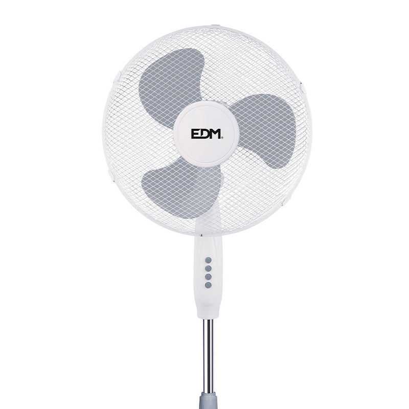 Standing Fan, White Color, Power: 45W Blades: Ø40Cm Adjustable Height 105-125Cm Edm