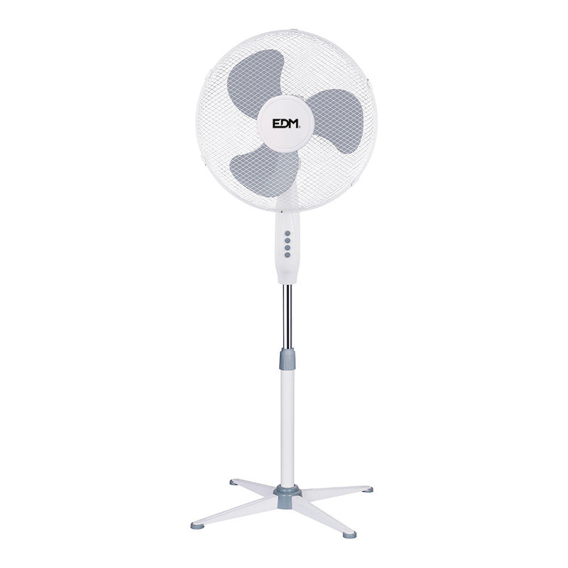 Standing Fan, White Color, Power: 45W Blades: Ø40Cm Adjustable Height 105-125Cm Edm