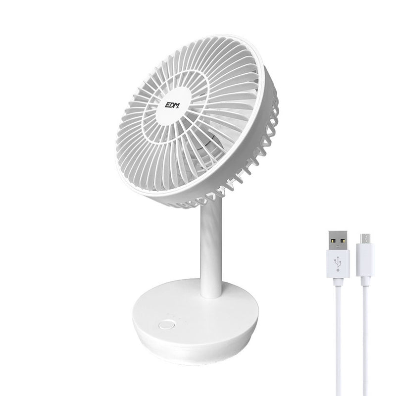 White Rechargeable Table Fan Power: 5W Blades: Ø14.5Cm 17X13X26Cm Edm