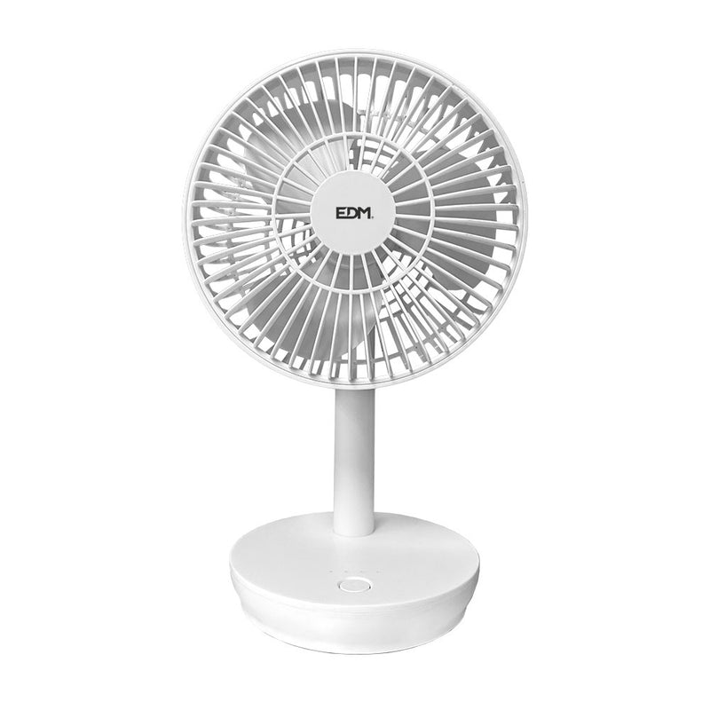 White Rechargeable Table Fan Power: 5W Blades: Ø14.5Cm 17X13X26Cm Edm