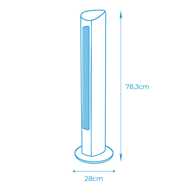 Ventilador De Torre, Potencia: 60W Con Mando A Distancia, Color Negro 28X78,3Cm Edm