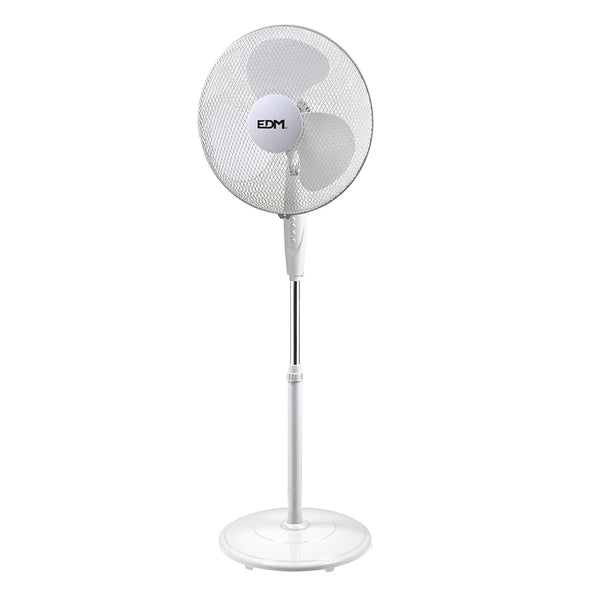 Standing Fan With Circular Base, White Color, Power: 45W Blades: Ø40Cm Adjustable Height 110-130Cm Edm