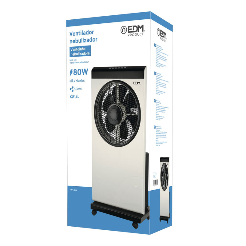 Misting Fan With Remote Control, White/Black, Power: 80W Blades: Ø30Cm 39X24X84Cm Edm