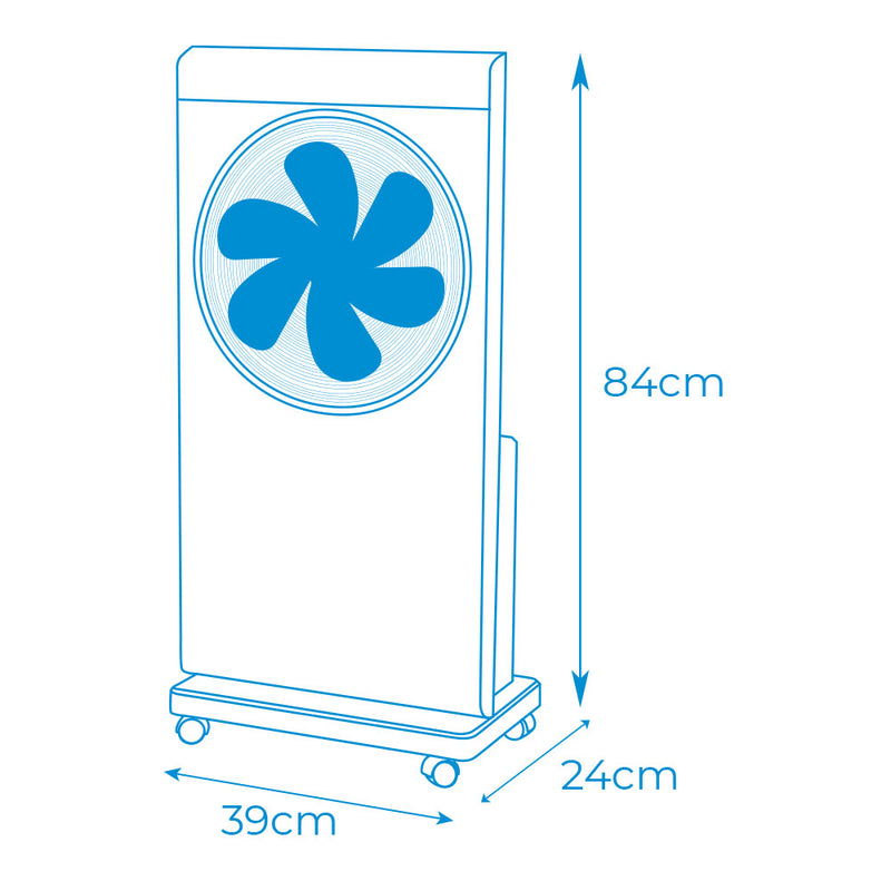 Ventilador Nebulizador Con Mando A Distancia, Color Blanco/Negro, Potencia: 80W Aspas: Ø30Cm 39X24X84Cm Edm