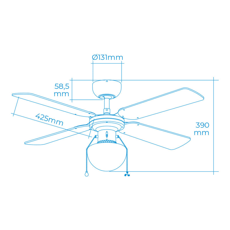 Ventilador De Techo Modelo Caribe, Color Blanco, Potencia: 50W Aspas: Ø102Cm Edm