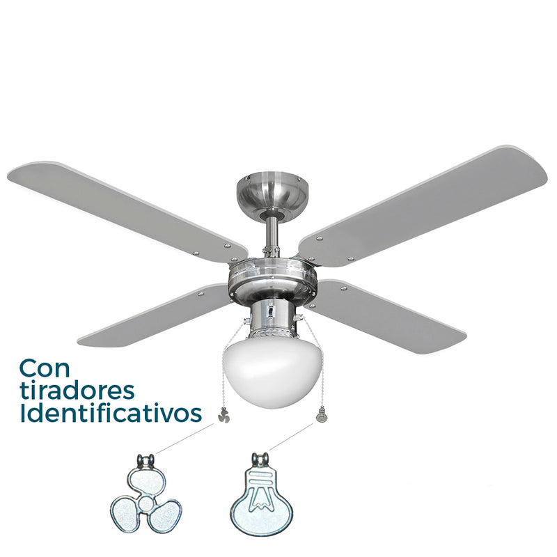 Ceiling Fan Model Caribe, Chrome Color, Power: 50W Blades: Ø102Cm Edm