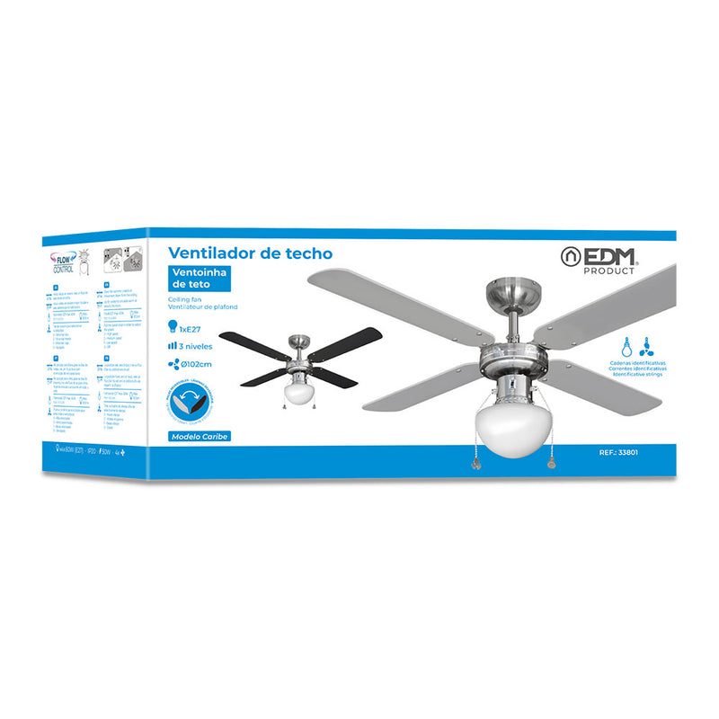 Ceiling Fan Model Caribe, Chrome Color, Power: 50W Blades: Ø102Cm Edm