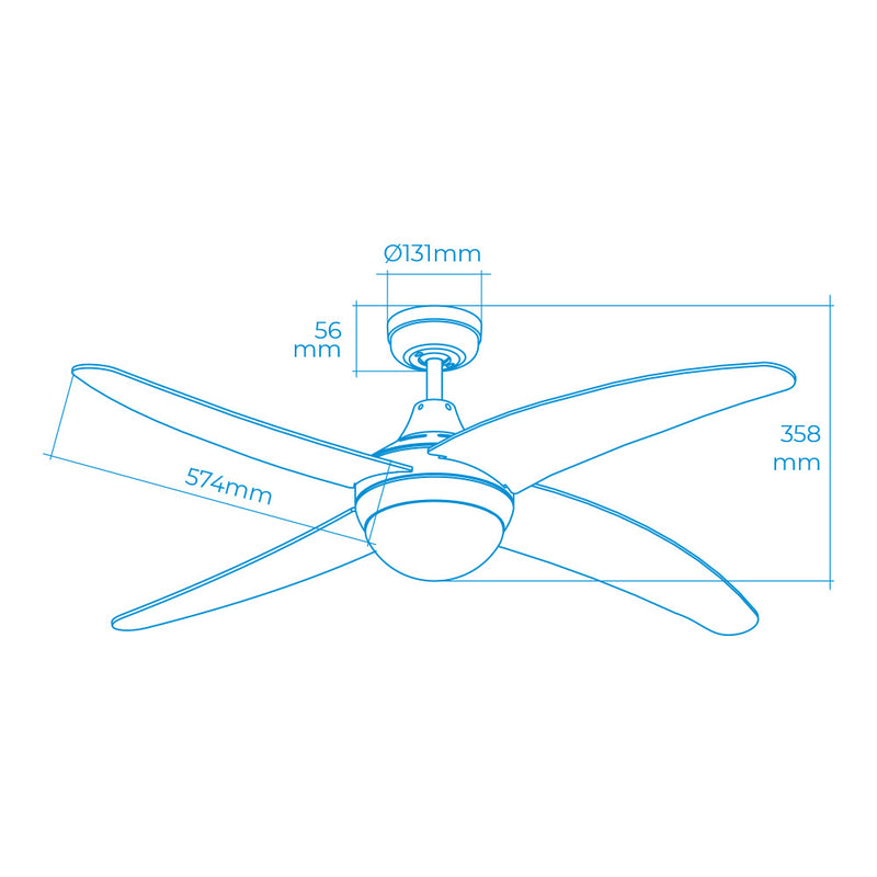 Ventilador De Techo Modelo Caspio, Color Plateado/Niquel, Potencia: 60W Aspas: Ø132Cm Con Mando A Distancia Edm