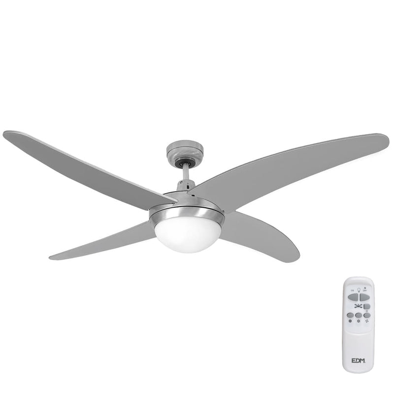 Ventilador De Techo Modelo Caspio, Color Plateado/Niquel, Potencia: 60W Aspas: Ø132Cm Con Mando A Distancia Edm