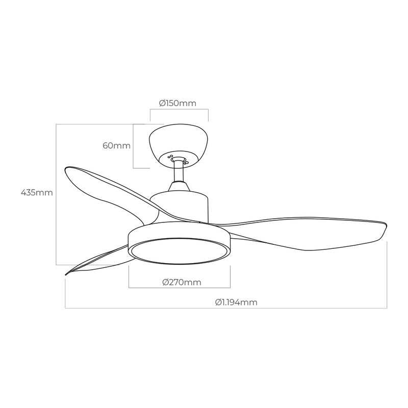 Ventilador De Techo De Led 120Cm  38W + Luz 22W 2.160Lm 3.000K - 4.000K - 5.000K Mod. Ártico Edm