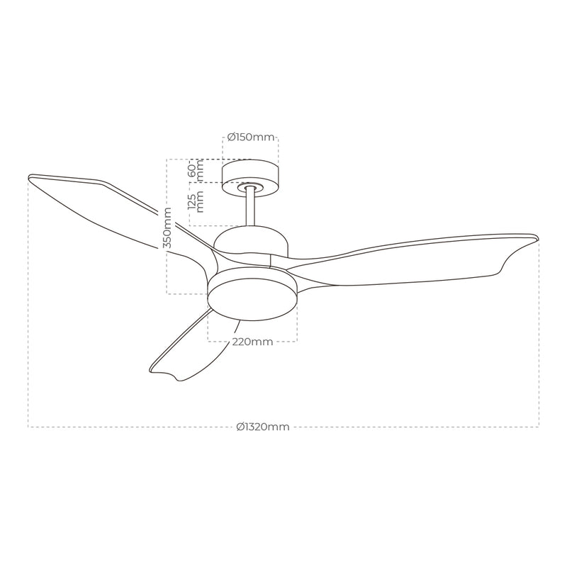 Ceiling Fan With Wooden Blades Led Light 3000/4000/6000K Baltic Power: 20W Edm