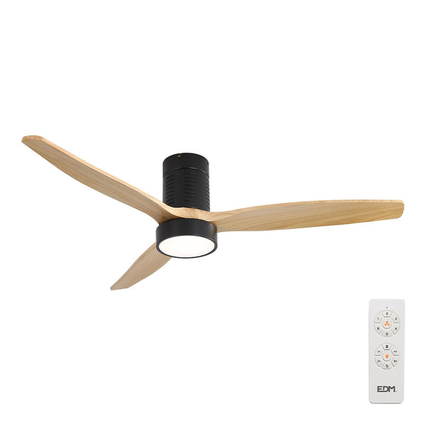 Smart Ceiling Fan With Wooden Blades Led Light 3000/4000/6000K Kara Power: 30W Edm