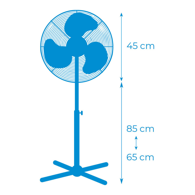 Standing Fan, White, Power: 50W Blades: Ø40Cm Adjustable Height 110-130Cm Edm