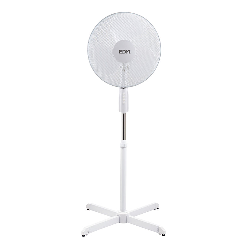 Standing Fan, White, Power: 50W Blades: Ø40Cm Adjustable Height 110-130Cm Edm