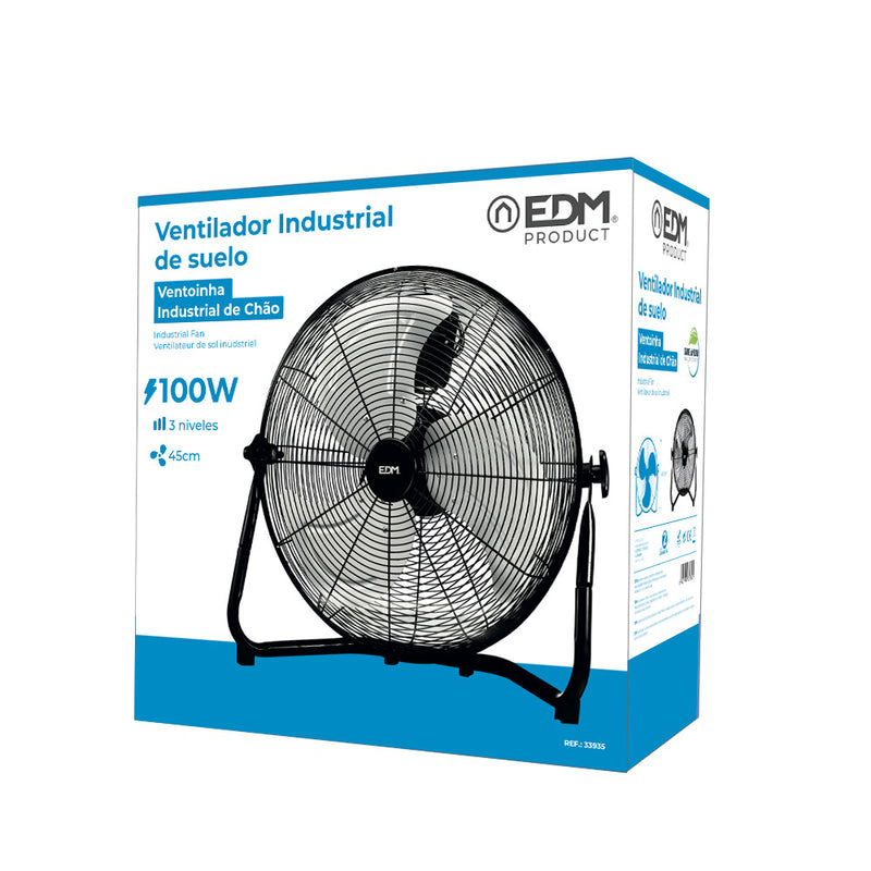 Ventilador Industrial, De Suelo, Color Negro, Potencia: 100W Aspas: Ø45X54Cm Edm