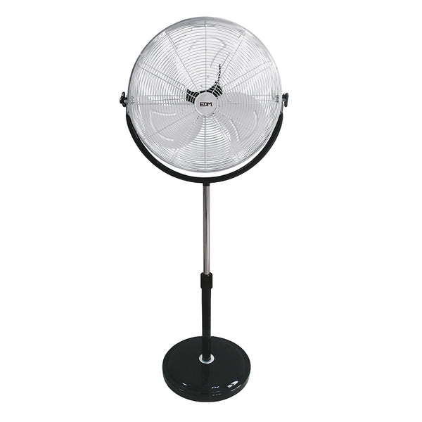 Industrial Standing Fan, With Circular Base, Chrome/Black Power: 120W Blades: Ø50Cm Adjustable Height 118-148Cm Edm