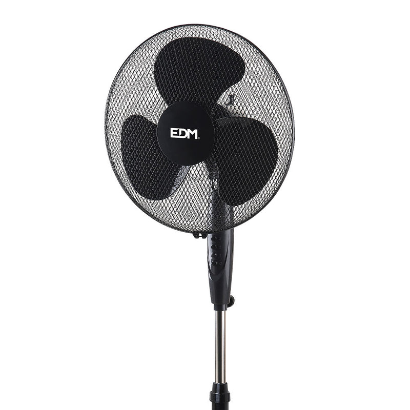 Standing Fan With Circular Base, Black Color, Power: 45W Blades: Ø40Cm Adjustable Height 110-130Cm Edm