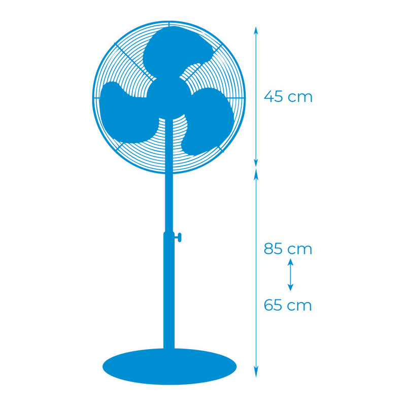 Standing Fan With Circular Base, Black Color, Power: 45W Blades: Ø40Cm Adjustable Height 110-130Cm Edm