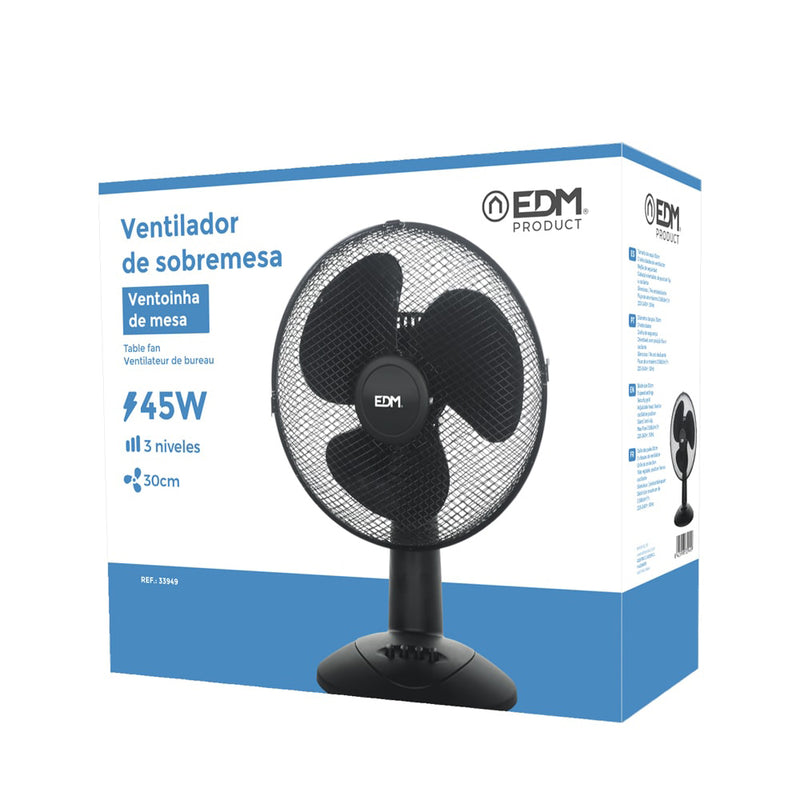 Ventilador De Sobremesa, Color Negro, Potencia: 45W Aspas: Ø30X51Cm Edm