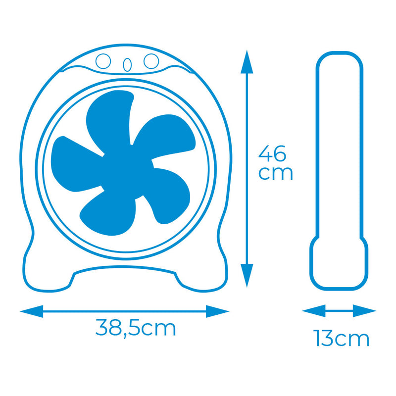 Box Fan, White/Gray Color, Power: 45W Blades: Ø30.5Cm 38.5X13X46Cm Edm