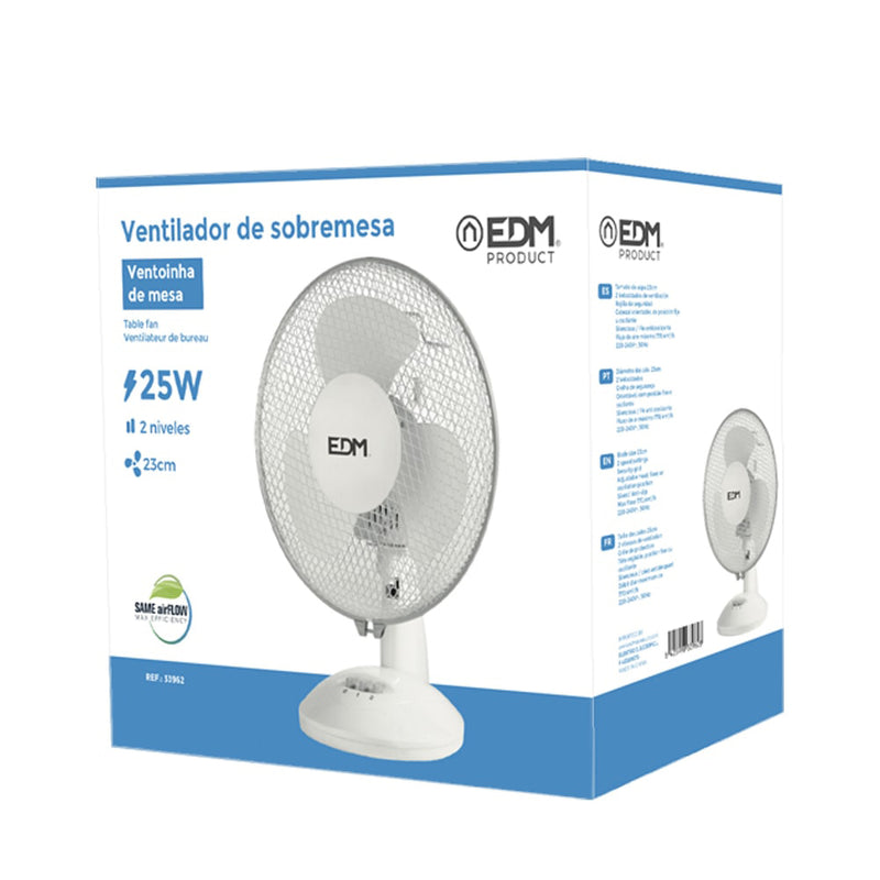 Table Fan, White, Power: 25W Blades: Ø23; 27X24X36Cm Edm