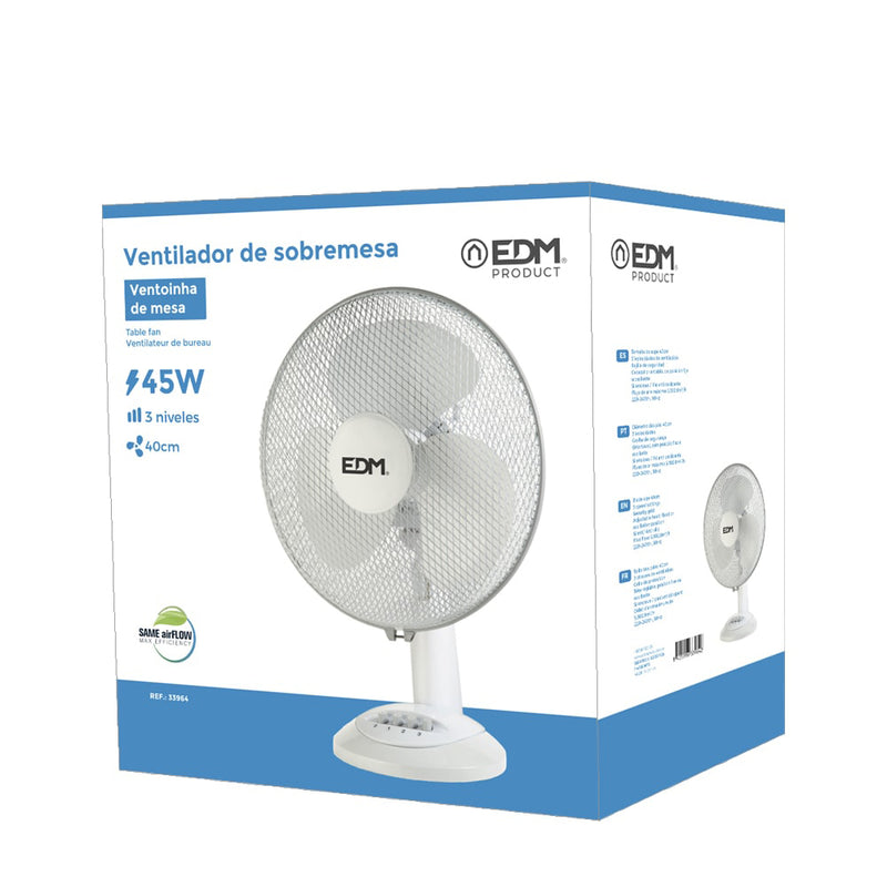 Table Fan, White Color, Power: 45W Blades: Ø40X61Cm Edm