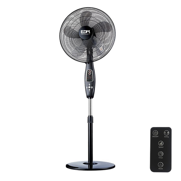 Standing Fan With Remote Control, Black, Power: 60W Blades: Ø40Cm Adjustable Height 110-130Cm Edm