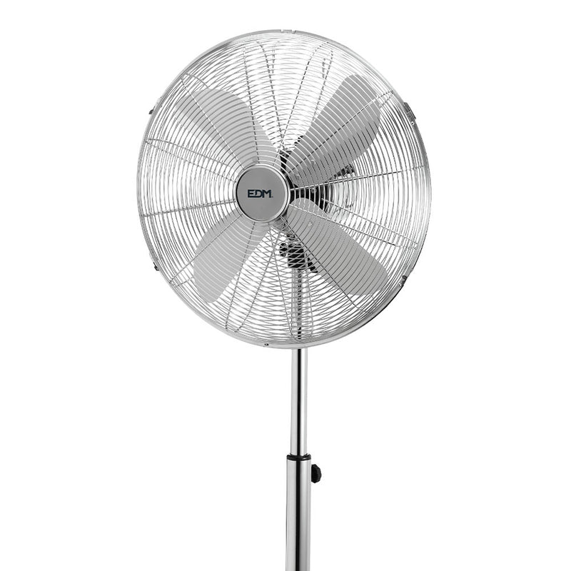 Ventilador De Pie Con Base Circular, Cromado, Potencia: 60W Aspas: Ø40Cm Altura Regulable 90-116Cm Edm