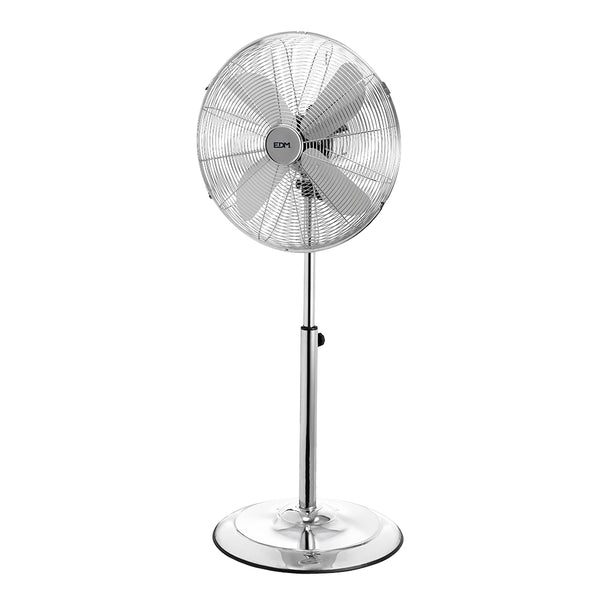 Ventilador De Pie Con Base Circular, Cromado, Potencia: 60W Aspas: Ø40Cm Altura Regulable 90-116Cm Edm