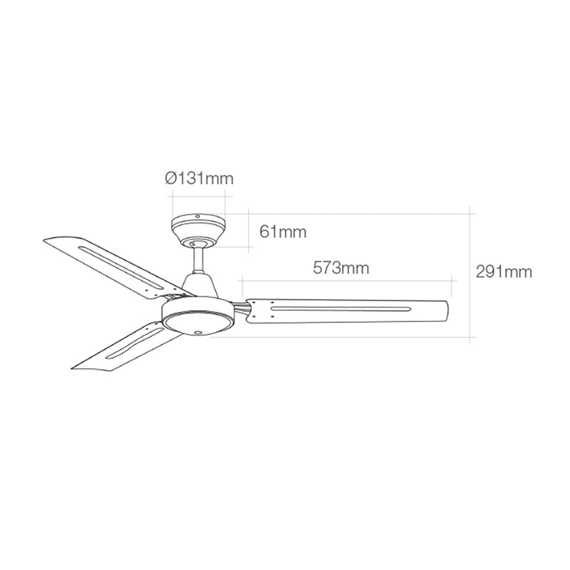 Industrial Model Ceiling Fan, White Color, Power: 60W Blades: Ø140Cm With Edm Wall Controller