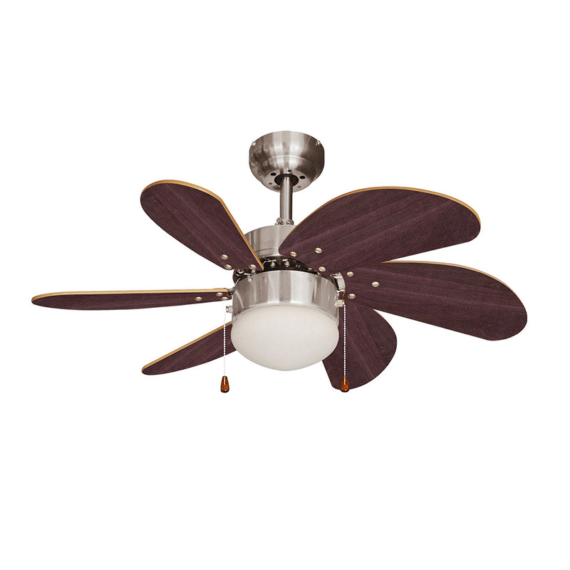 Aral Model Ceiling Fan, Wengue/Satin Nickel Color, Power: 50W Blades: Ø76Cm Edm