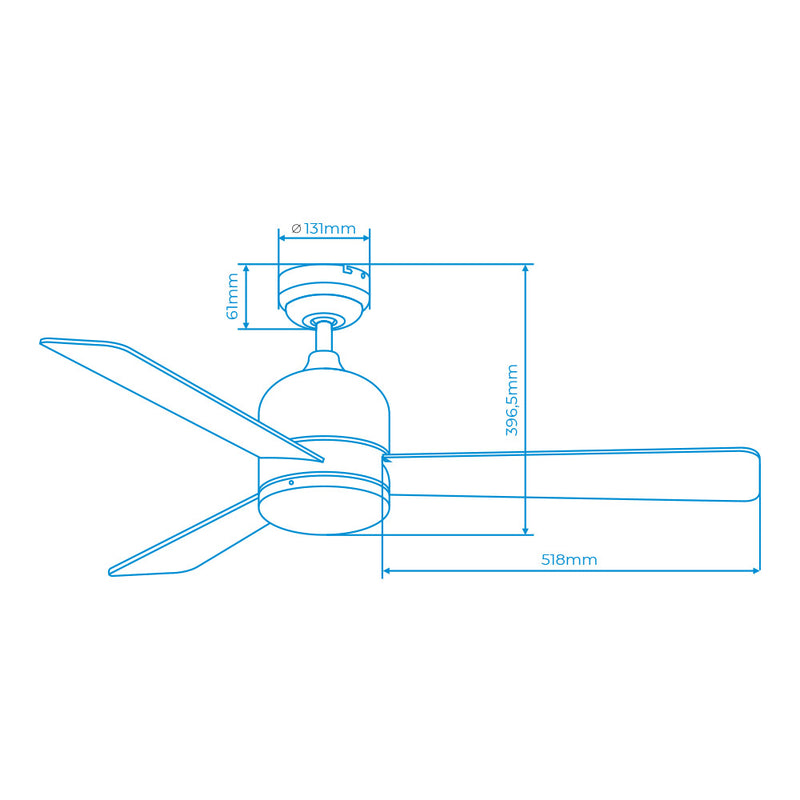 Savu Model Ceiling Fan, Brushed Chrome Color, Power: 60W Blades: Ø115Cm With Remote Control Edm