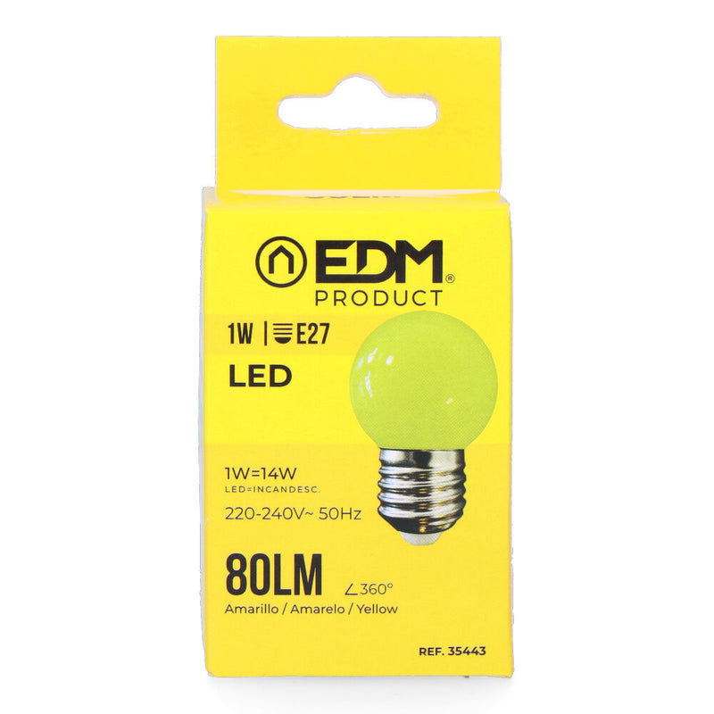 Led Spherical Bulb E27 1W 80Lm Yellow Light Ø4.3X7Cm Edm