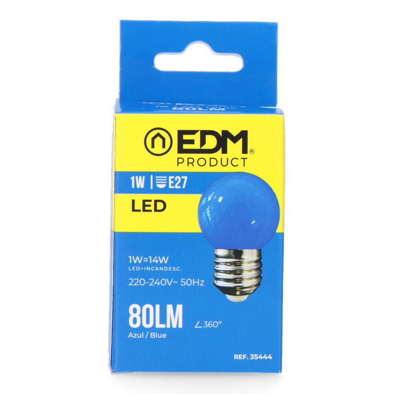 Led Spherical Bulb E27 1W 80Lm Blue Light Ø4.3X7Cm Edm