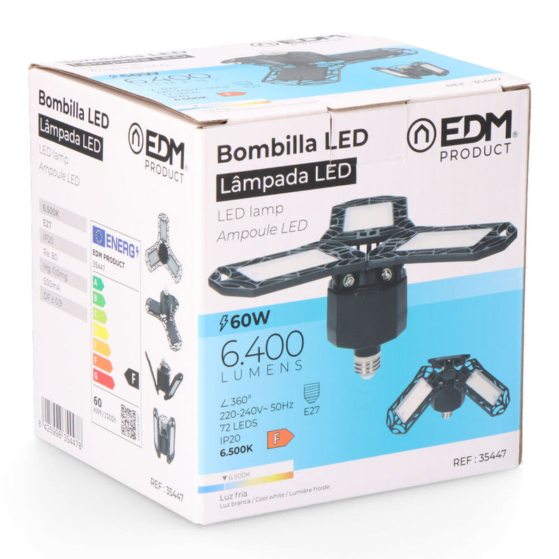 Bombilla "Leaf" Led E27 60W 6000Lm 6500K Luz Fria Ø12,5X13,5Cm Edm