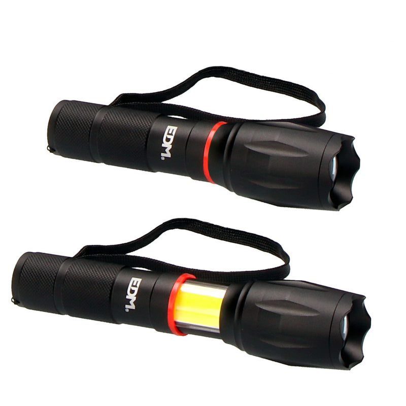 Flashlight 1 Led Xl Extendable With Zoom 1 Led Cob Xl 3Xaaa (Batteries Included) Edm