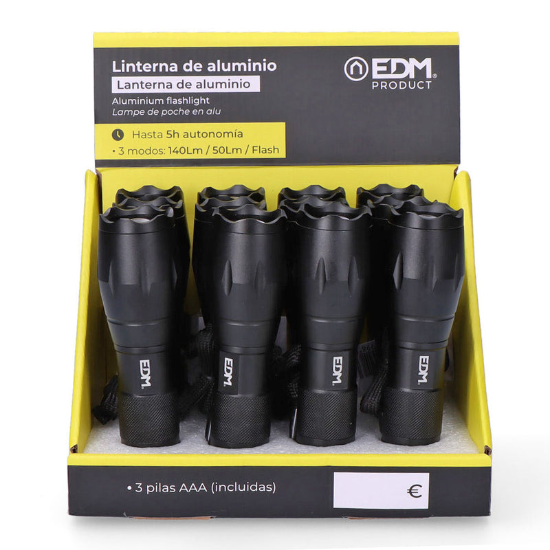 Linterna De Aluminio Con Zoom, 1 Led Cree Xml-T6 3Xaaa (Pilas Incluidas) Edm