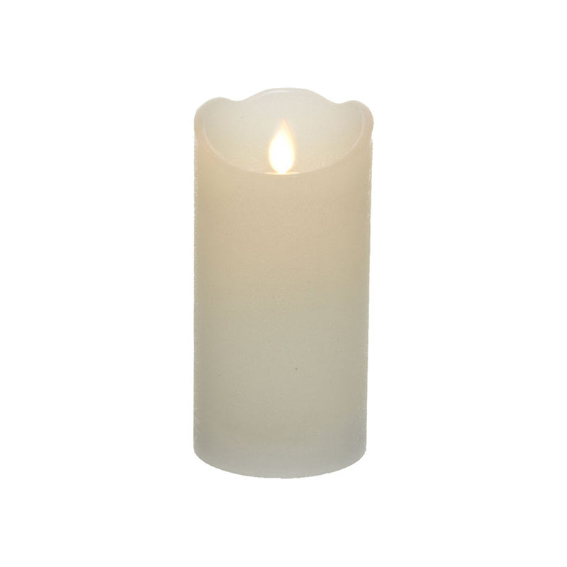 Indoor LED Candle Ø7.5x15cm White Color, Rustic Finish Warm White Light