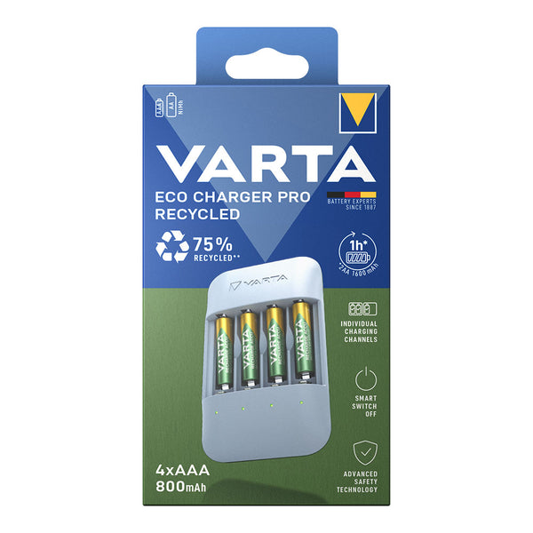 Varta Eco Charger Pro Battery Charger + 4 800 mAh AAA Batteries 56813