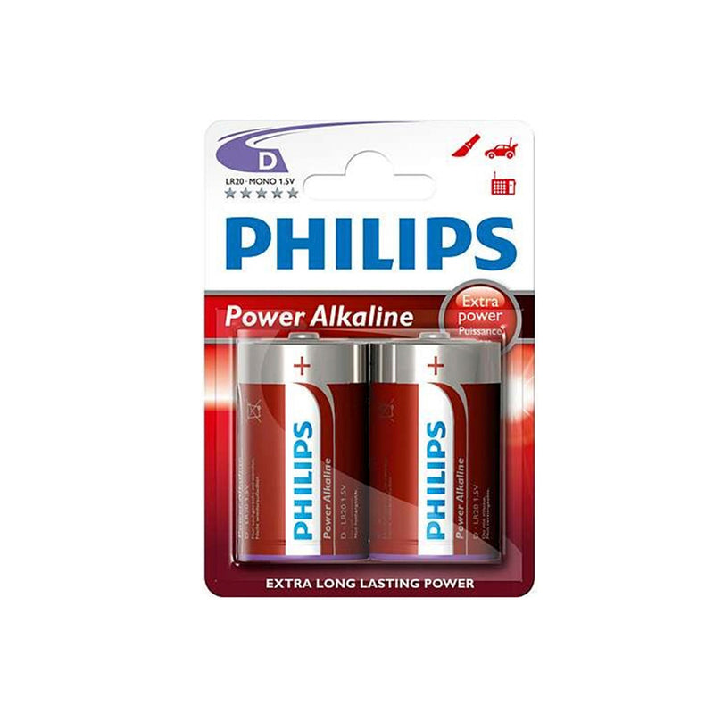 Pila Alkalina Phillips D - Lr20 1,5V (Blister 2 Unid,) Ø34,2X61,5Mm