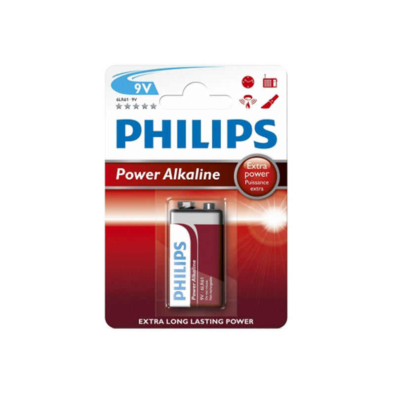 Pila Alkalina Philips 6Lr61 9V (Blister 1 Unid,) 26,5X17,5X48,5Mm